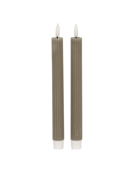 Hill Interiors Luxe Collection Natural Glow Grey  Ribbed Taper Candles 24242 - Authentic Hill Interiors furniture directly from