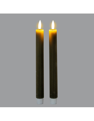 Buy Hill Interiors 24242 Luxe Collection Natural Glow Grey  Ribbed Taper Candles online in UK with fast delivery from FastDaddy