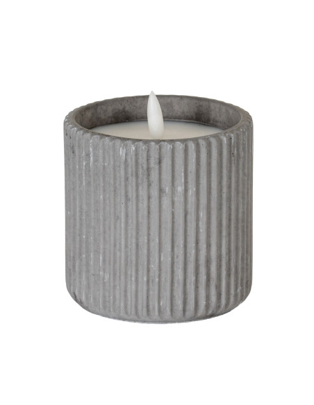 Hill Interiors Luxe Collection Natural Glow Grey Ribbed Large  Led Candle 24236 - Authentic Hill Interiors furniture directly f