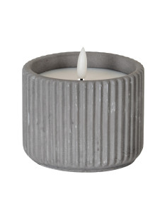 Hill Interiors Luxe Collection Natural Glow Grey Ribbed Medium Led Candle 24235 - Authentic Hill Interiors furniture directly f