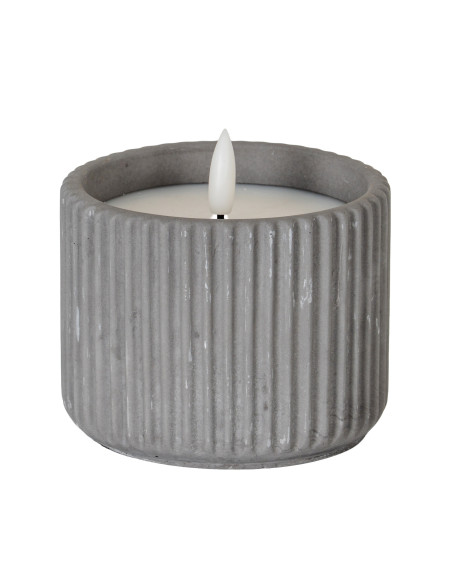 Hill Interiors Luxe Collection Natural Glow Grey Ribbed Medium Led Candle 24235 - Authentic Hill Interiors furniture directly f