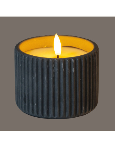 Buy Hill Interiors 24235 Luxe Collection Natural Glow Grey Ribbed Medium Led Candle online in UK with fast delivery from FastDa