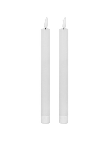 Hill Interiors Luxe Collection Natural Glow S/ 2 White LED Dinner Candles 20881 - Authentic Hill Interiors furniture directly f