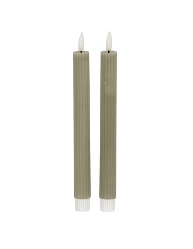 Hill Interiors Luxe Collection Natural Glow Sage  Ribbed Taper Candles 24243 - Authentic Hill Interiors furniture directly from