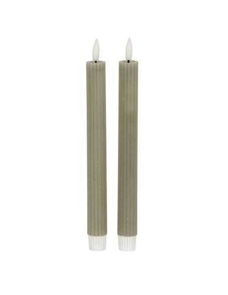 Hill Interiors Luxe Collection Natural Glow Sage  Ribbed Taper Candles 24243 - Authentic Hill Interiors furniture directly from