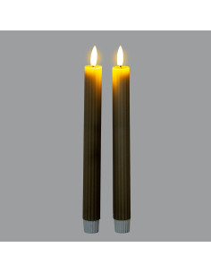 Hill Interiors Luxe Collection Natural Glow Sage  Ribbed Taper Candles 24243 - Authentic Hill Interiors furniture directly from 2