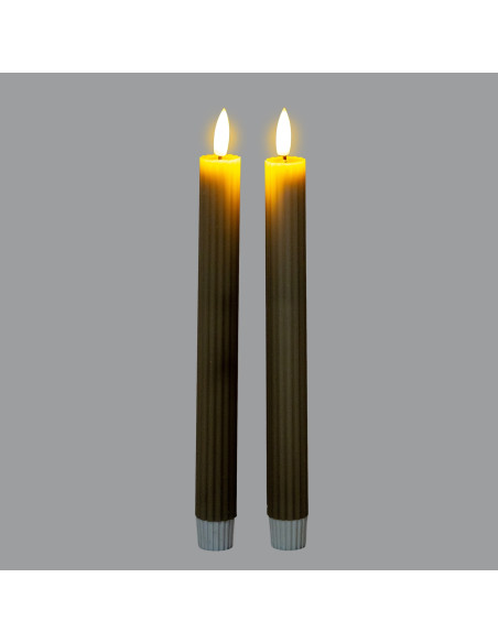 Buy Hill Interiors 24243 Luxe Collection Natural Glow Sage  Ribbed Taper Candles online in UK with fast delivery from FastDaddy