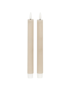 Hill Interiors Luxe Collection Natural Glow Taupe  Ribbed Taper Candles 24241 - Authentic Hill Interiors furniture directly fro