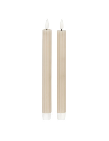 Hill Interiors Luxe Collection Natural Glow Taupe  Ribbed Taper Candles 24241 - Authentic Hill Interiors furniture directly fro