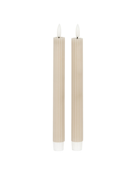 Hill Interiors Luxe Collection Natural Glow Taupe  Ribbed Taper Candles 24241 - Authentic Hill Interiors furniture directly fro