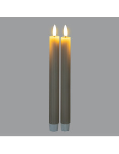 Hill Interiors Luxe Collection Natural Glow Taupe  Ribbed Taper Candles 24241 - Authentic Hill Interiors furniture directly fro 2