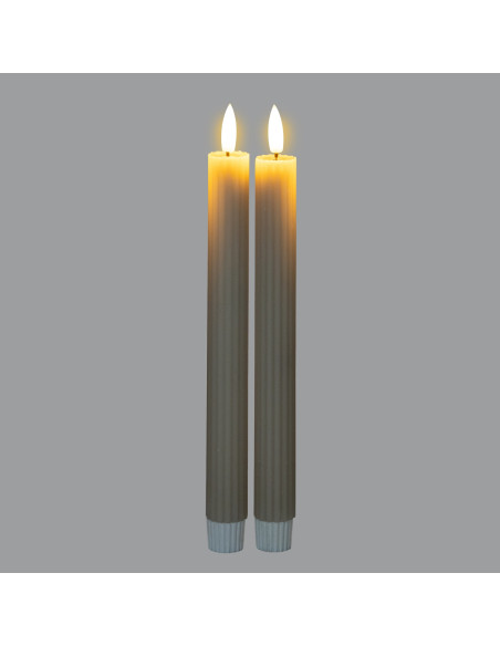 Buy Hill Interiors 24241 Luxe Collection Natural Glow Taupe  Ribbed Taper Candles online in UK with fast delivery from FastDadd