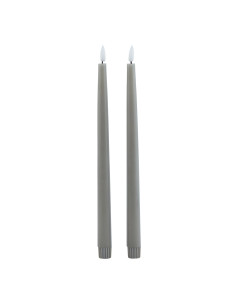 Hill Interiors Luxe Collection S/2 Grey LED Wax Dinner Candles 23120 - Authentic Hill Interiors furniture directly from FastDad