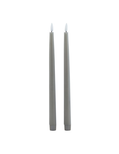 Hill Interiors Luxe Collection S/2 Grey LED Wax Dinner Candles 23120 - Authentic Hill Interiors furniture directly from FastDad