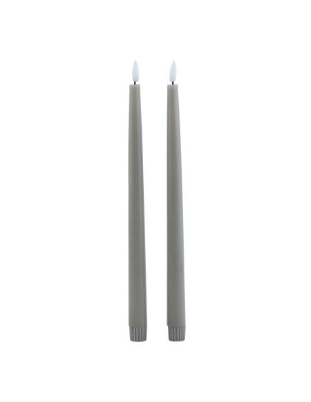 Hill Interiors Luxe Collection S/2 Grey LED Wax Dinner Candles 23120 - Authentic Hill Interiors furniture directly from FastDad