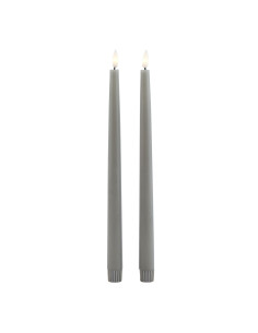 Hill Interiors Luxe Collection S/2 Grey LED Wax Dinner Candles 23120 - Authentic Hill Interiors furniture directly from FastDad 2