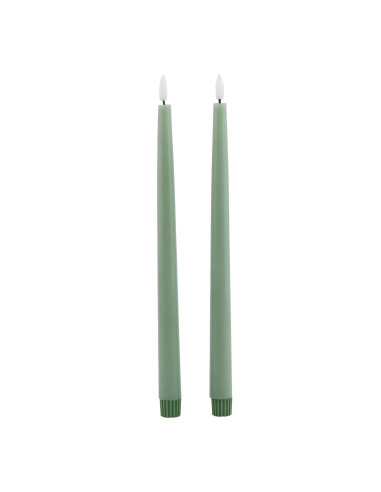 Hill Interiors Luxe Collection S/2 Sage LED Wax Dinner Candles 23118 - Authentic Hill Interiors furniture directly from FastDad