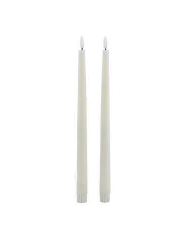 Hill Interiors Luxe Collection S/2 Taupe LED Wax Dinner Candles 23119 - Authentic Hill Interiors furniture directly from FastDa