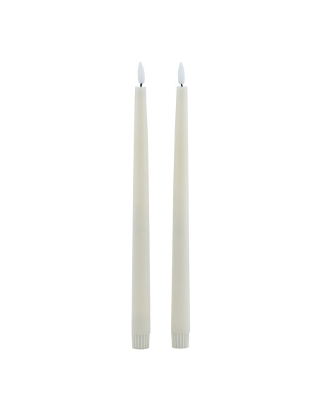 Hill Interiors Luxe Collection S/2 Taupe LED Wax Dinner Candles 23119 - Authentic Hill Interiors furniture directly from FastDa
