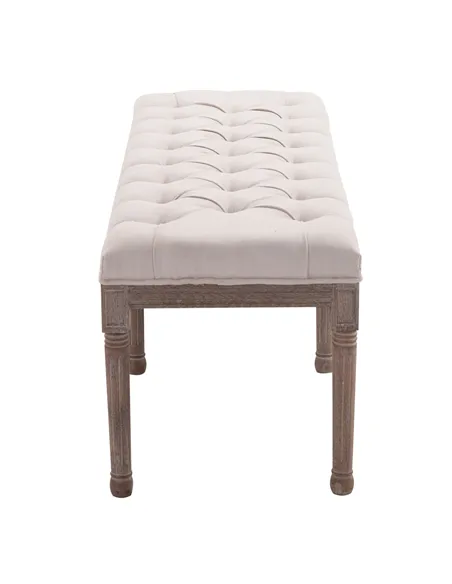 HOMCOM Bed End Side Chaise Lounge Sofa Stool Chic Button Tufted Window Hallway Seat Bench Wooden Leg Fabric Cover Padded Beige