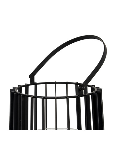 High-quality metal and wood construction of Hill Interiors SKU 24396 Lynk Medium Lantern With Handle And Glass Candle Holder, d