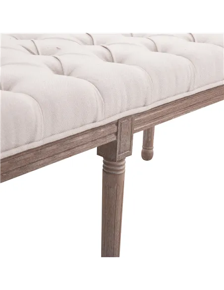 HOMCOM Bed End Side Chaise Lounge Sofa Stool Chic Button Tufted Window Hallway Seat Bench Wooden Leg Fabric Cover Padded Beige