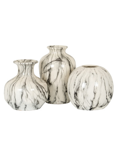 High-quality metal and wood construction of Hill Interiors SKU 21496 Marble Squat Vase, detailed view for UK customers.
