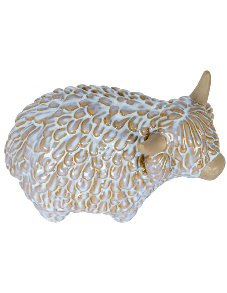 High-quality metal and wood construction of Hill Interiors SKU 24147 Medium Alora Ceramic Highland Cow, detailed view for UK cu
