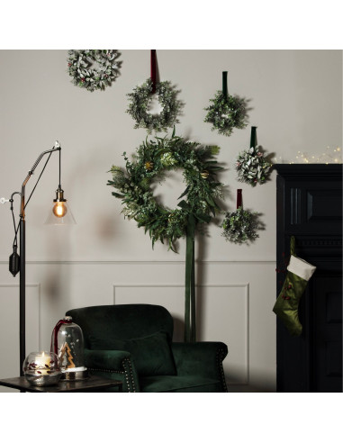 Affordable industrial style furniture Hill Interiors Medium Frosted Eucalyptus Candle Wreath 21187 for modern home decor, free