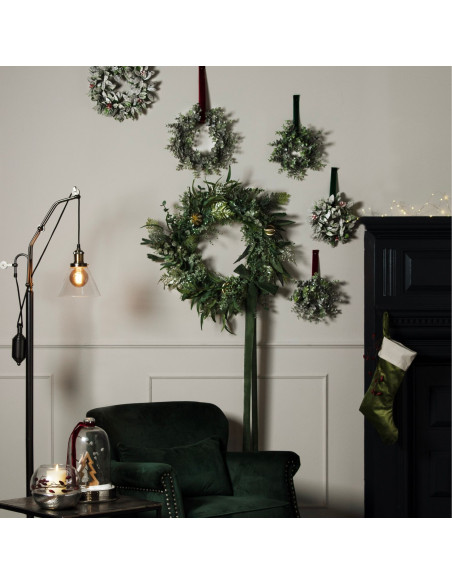 Affordable industrial style furniture Hill Interiors Medium Frosted Eucalyptus Candle Wreath 21187 for modern home decor, free