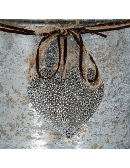 Affordable industrial style furniture Hill Interiors Mercury Hammered Heart Large Candle Holder 22414 for modern home decor, fr