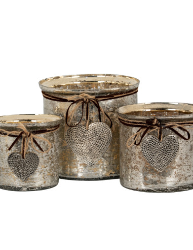 Full dimensions and specifications of Hill Interiors Mercury Hammered Heart Large Candle Holder 22414: Height 15.00cm, Width 16