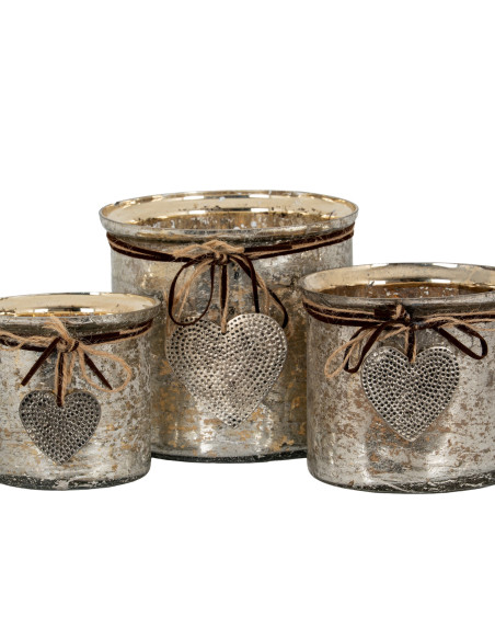 Full dimensions and specifications of Hill Interiors Mercury Hammered Heart Large Candle Holder 22414: Height 15.00cm, Width 16