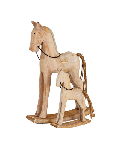 High-quality metal and wood construction of Hill Interiors SKU 24111 Natural Rustic Rocking Horse, detailed view for UK custome