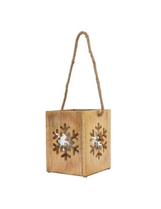 Hill Interiors Natural Wooden Large Snowflake Tealight Candle Holder 23486 - Authentic Hill Interiors furniture directly from F