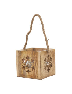 Hill Interiors Natural Wooden Snowflake Tealight Candle Holder 23485 - Authentic Hill Interiors furniture directly from FastDad