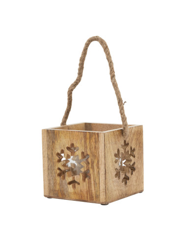 Hill Interiors Natural Wooden Snowflake Tealight Candle Holder 23485 - Authentic Hill Interiors furniture directly from FastDad