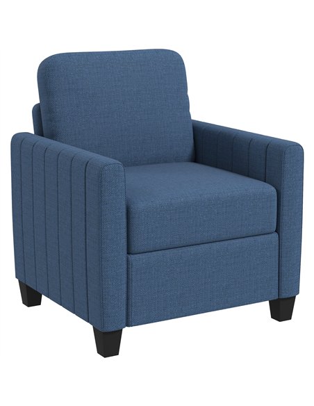 HOMCOM Modern Boxy Linen-Look Armchair - Blue