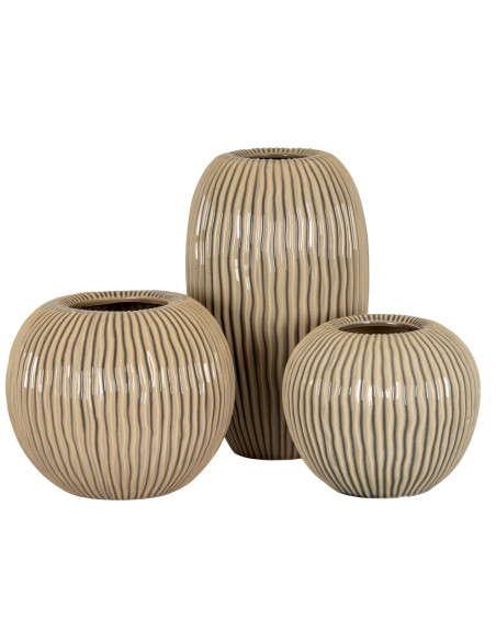 High-quality metal and wood construction of Hill Interiors SKU 23944 Pallida Collection Large Striped Vase, detailed view for U