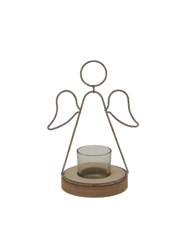 Hill Interiors Rustic  Outline Angel Tealight On Stand With Glass Votive 24083 - Authentic Hill Interiors furniture directly fr