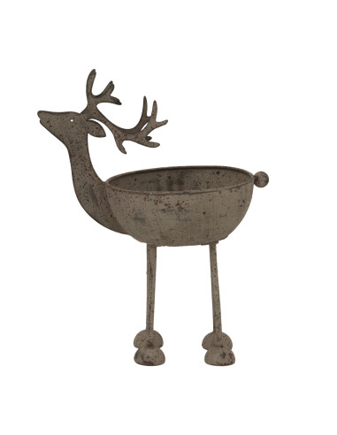 High-quality metal and wood construction of Hill Interiors SKU 24103 Rustic Metal Reindeer Bowl, detailed view for UK customers