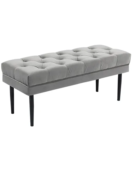 HOMCOM Velvet Bed End Bench, Button Tufted Window Seat, Hallway Shoe Bench, Upholstered Accent Lounge Chair Stool for Living Roo