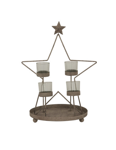 Hill Interiors Rustic Outline Star With Four Glass Votives 24123 - Authentic Hill Interiors furniture directly from FastDaddy U
