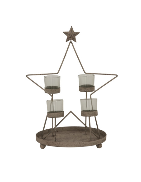 Hill Interiors Rustic Outline Star With Four Glass Votives 24123 - Authentic Hill Interiors furniture directly from FastDaddy U