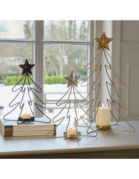 High-quality metal and wood construction of Hill Interiors SKU 24123 Rustic Outline Star With Four Glass Votives, detailed view