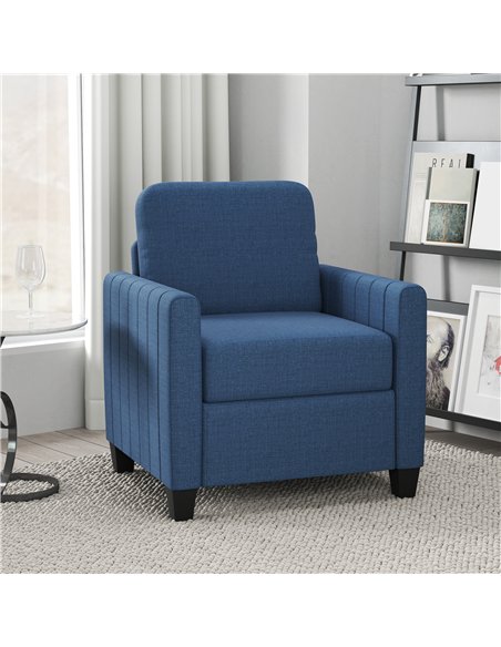 HOMCOM Modern Boxy Linen-Look Armchair - Blue