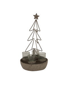 Hill Interiors Rustic Outline Tree And Star With Four Glass Votives 24122 - Authentic Hill Interiors furniture directly from Fa