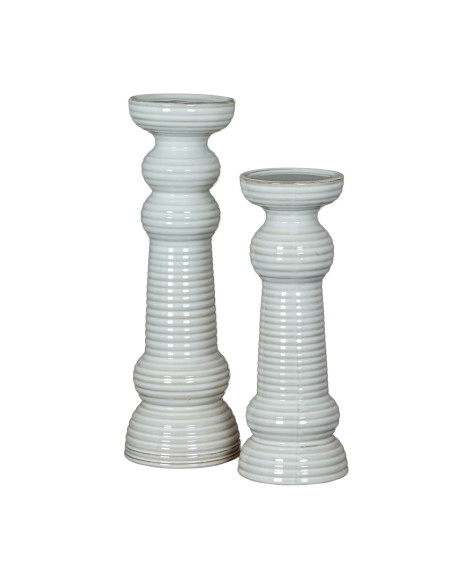 High-quality metal and wood construction of Hill Interiors SKU 24466 Sile Medium Pillar Candle Holder, detailed view for UK cus