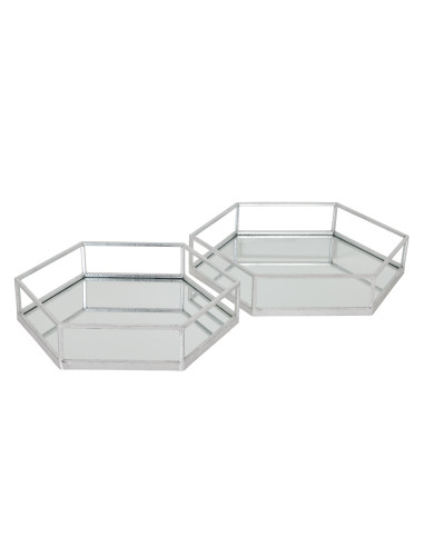 Hill Interiors Silver Hexagon Set Of Two Trays 22488 - Authentic Hill Interiors furniture directly from FastDaddy UK. Exclusive