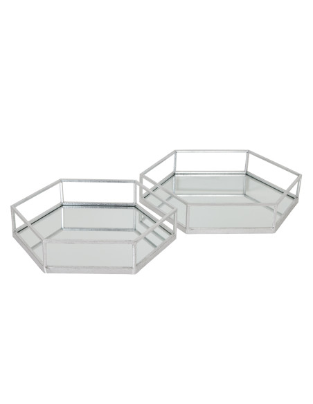 Hill Interiors Silver Hexagon Set Of Two Trays 22488 - Authentic Hill Interiors furniture directly from FastDaddy UK. Exclusive